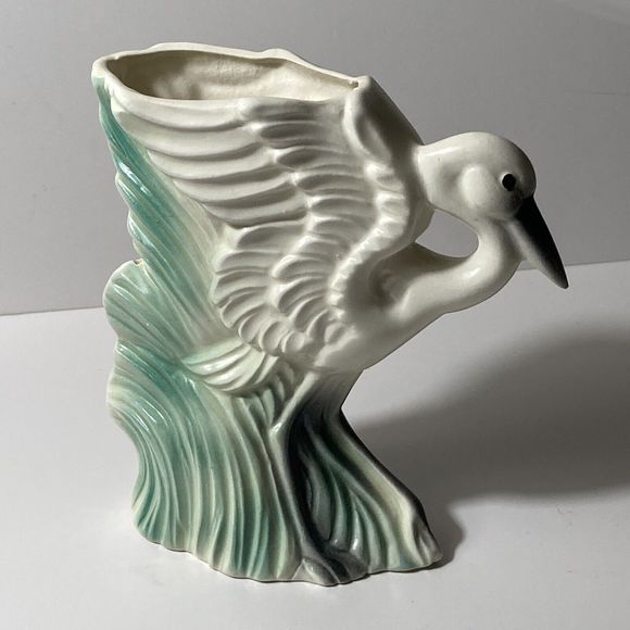 VTG Stuart McCulloch California Ceramics Swan White Flamingo Vase Figurine MCM - Picture 15 of 16